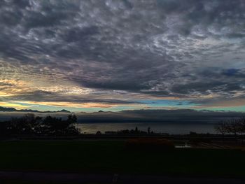 Scenic view of sunset over lake