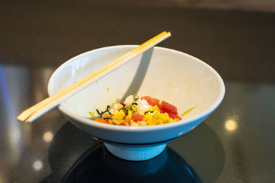 Close-up of served food in bowl