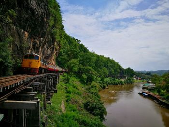 Train along river in thailand