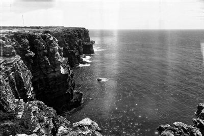 High angle view of rock formation in sea