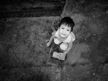 High angle portrait of cute girl