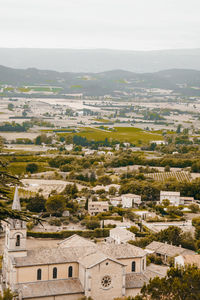 High angle view of buildings in town