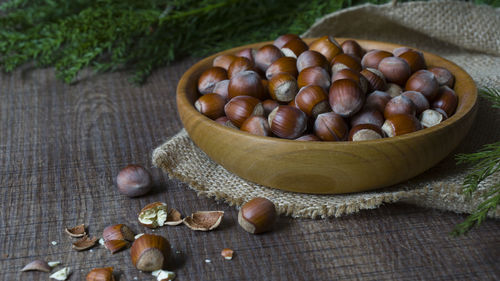 Close-up of nuts on the table