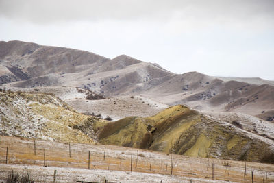 Mountain range winter landscape and view in georgia, cloudy weather