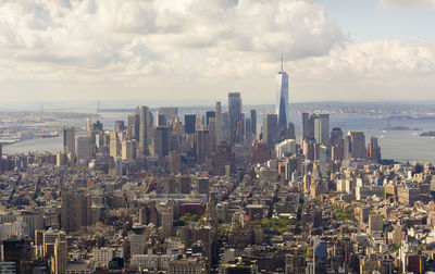 Aerial view of cityscape against sky