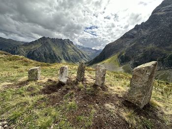 Scenic view of mountains against sky