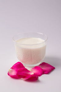 Close-up of pink roses against white background