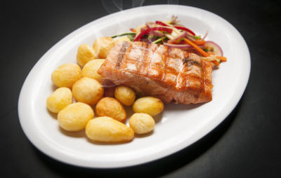 High angle view of meal served in plate