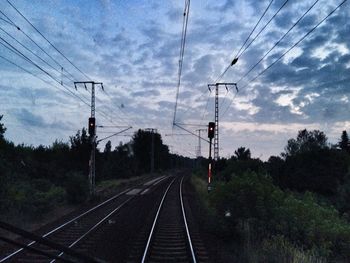 Railroad track at sunset