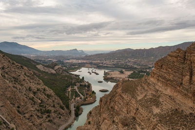 Scenic view of mountains against sky