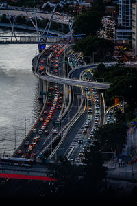High angle view of city street
