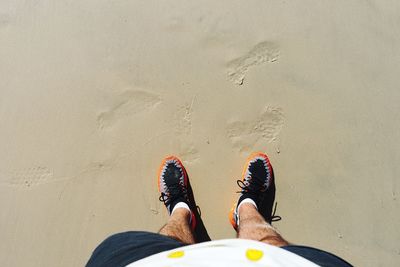 Low section of person standing on beach