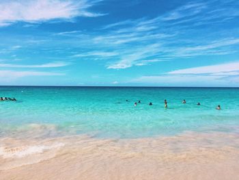 Scenic view of sea against blue sky