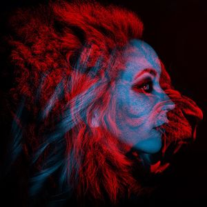 Portrait of a man with multi colored background