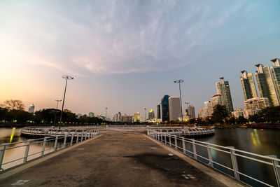 View of city at sunset