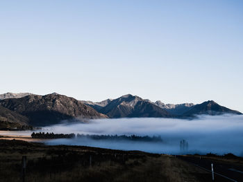 Scenic view of lake against clear sky