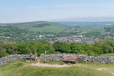 View from buxton country park of buxton town in the peak district