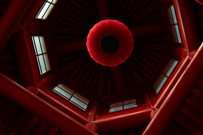 Low angle view of spiral staircase in building