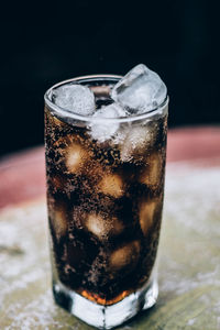Close-up of ice cream in glass on table