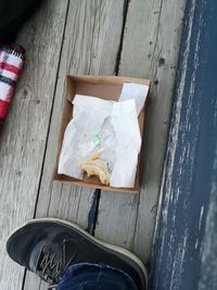 High angle view of food on table