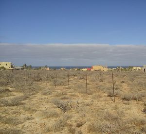 Scenic view of landscape against blue sky