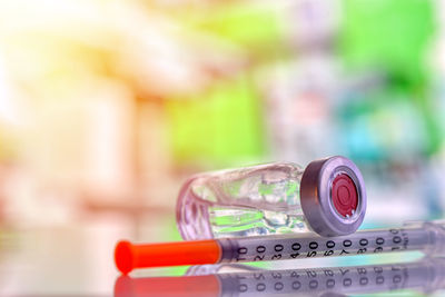 Close-up of bottle on table