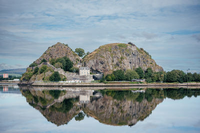 Dumbarton castle building on volcanic rock in scotland uk