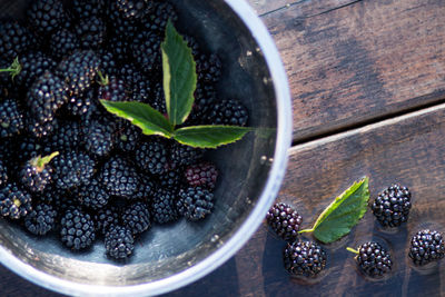 High angle view of fruits on table