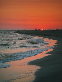 Scenic view of beach during sunset