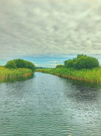 Scenic view of lake against sky