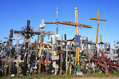 Crosses against blue sky