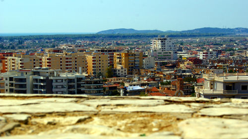 Cityscape against clear sky