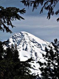 Scenic view of snow covered mountains