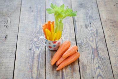 High angle view of food on table