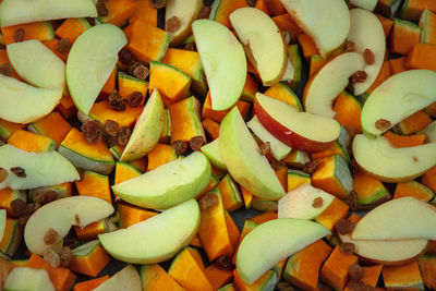 Full frame shot of chopped fruits