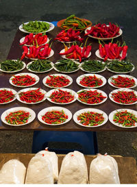 High angle view of vegetables for sale