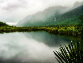 Scenic view of lake against sky