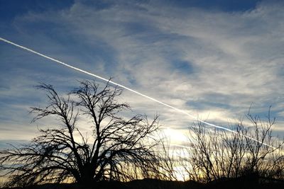 Low angle view of vapor trail in sky