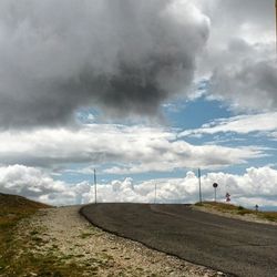 Scenic view of field against cloudy sky