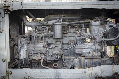An old diesel engine of the tractor