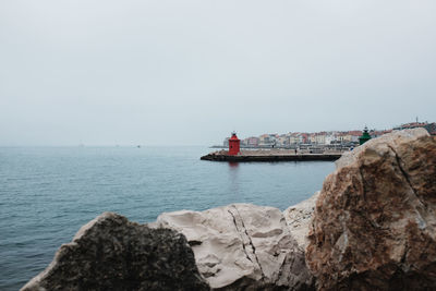 Scenic view of sea against clear sky