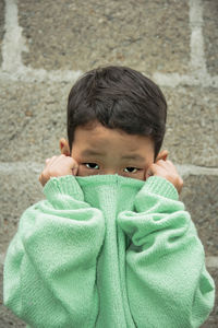 Portrait of cute boy outdoors