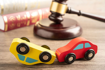 Close-up of toy blocks on table