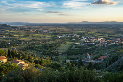 High angle view of townscape against sky