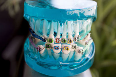 Close-up of drink in glass jar on table