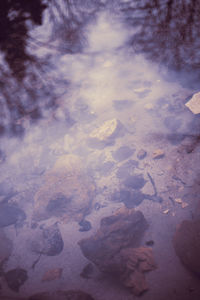 Close-up of puddle on beach