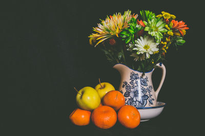 Close-up of fruits on black background