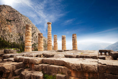 Old ruins of temple against sky