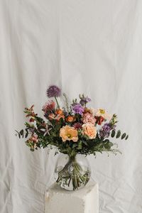 High angle view of flower bouquet