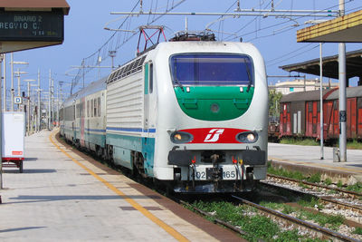 Train at railroad station platform